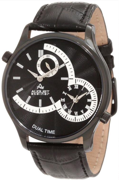 August Steiner AS8010BK Dual Time Black Mens Watch