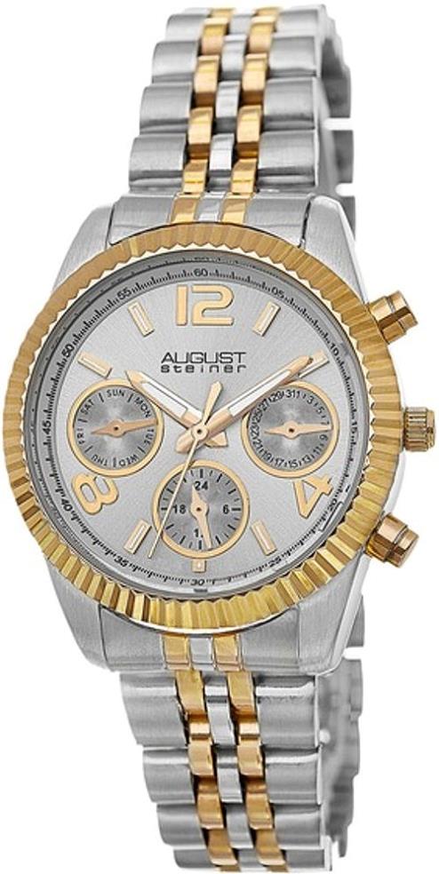 August Steiner AS8103TTG Swiss Quartz Day Date GMT Twotone Womens