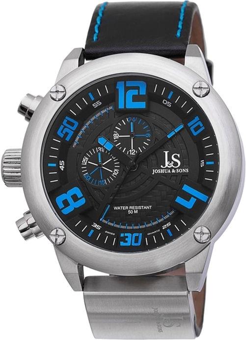 Buy Joshua Sons JS70BU Swiss Quartz Date GMT Blue Accented Black