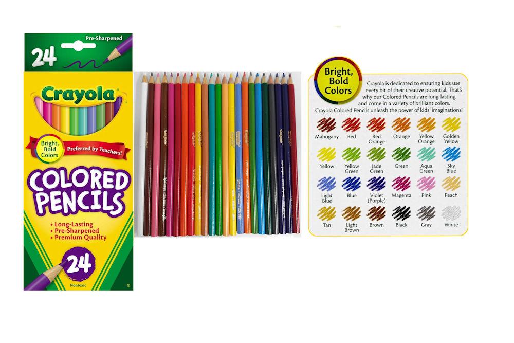 Crayola BRIGHT BOLD 24 CT Pack Assorted Colored Wood Pencils School Crafts Work eBay