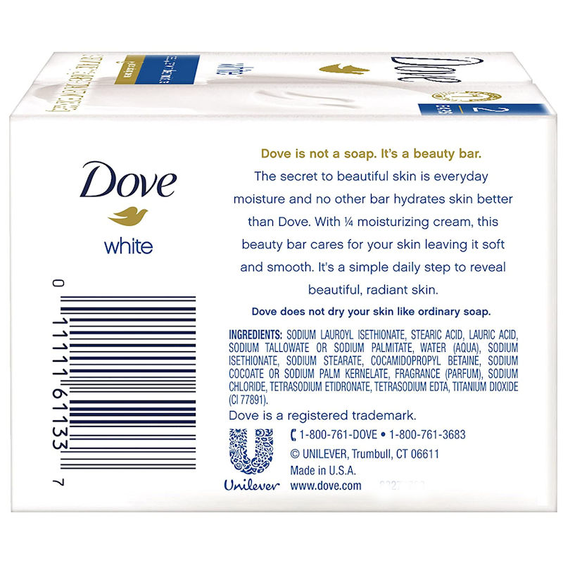 Dove White Beauty Bar Soap Deep Moisture Moisturizing Cream 4oz 2pack