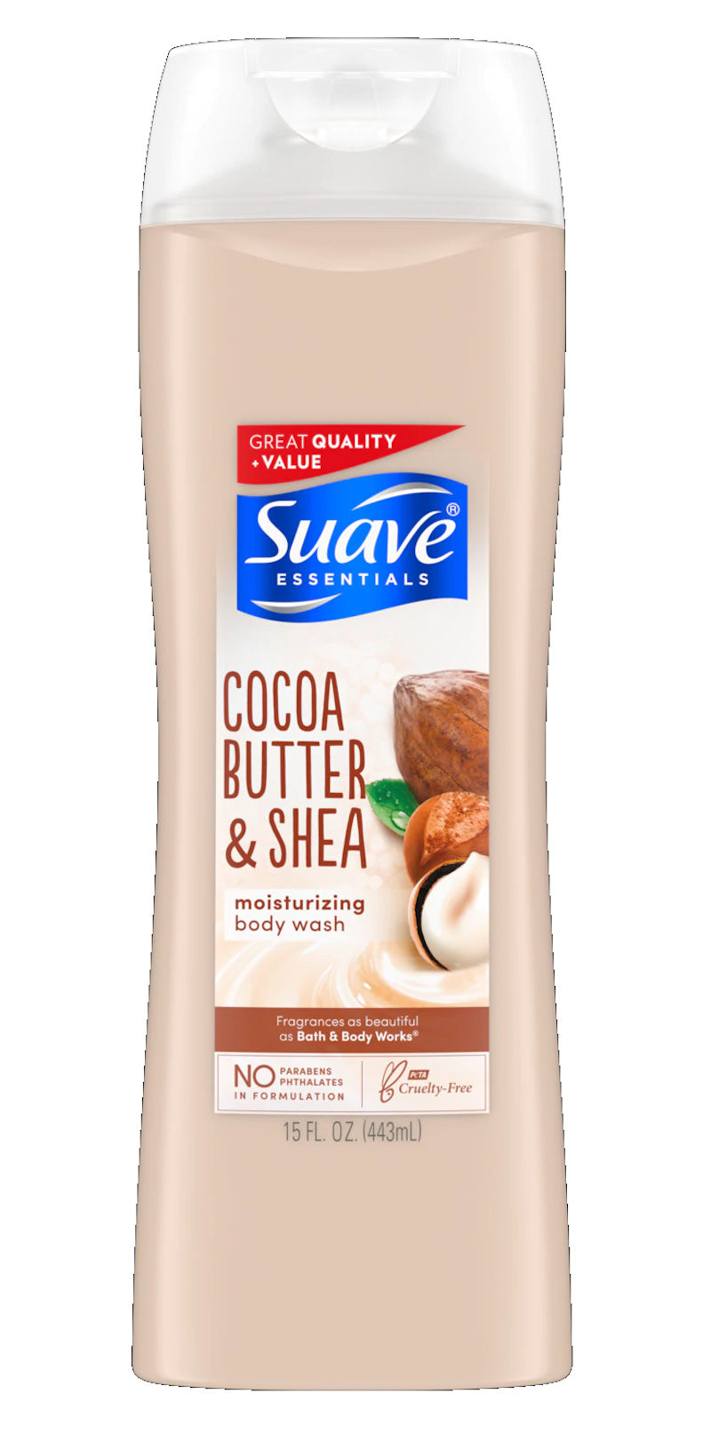 Suave Essentials Naturals Cocoa Butter & Shea Moisturizing Body Wash
