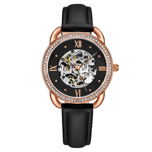stuhrling women's skeleton watch