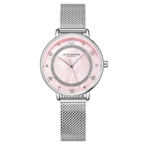 Stuhrling 3993 2 Mother of Pearl Crystal Accented Stainless  display picture 1