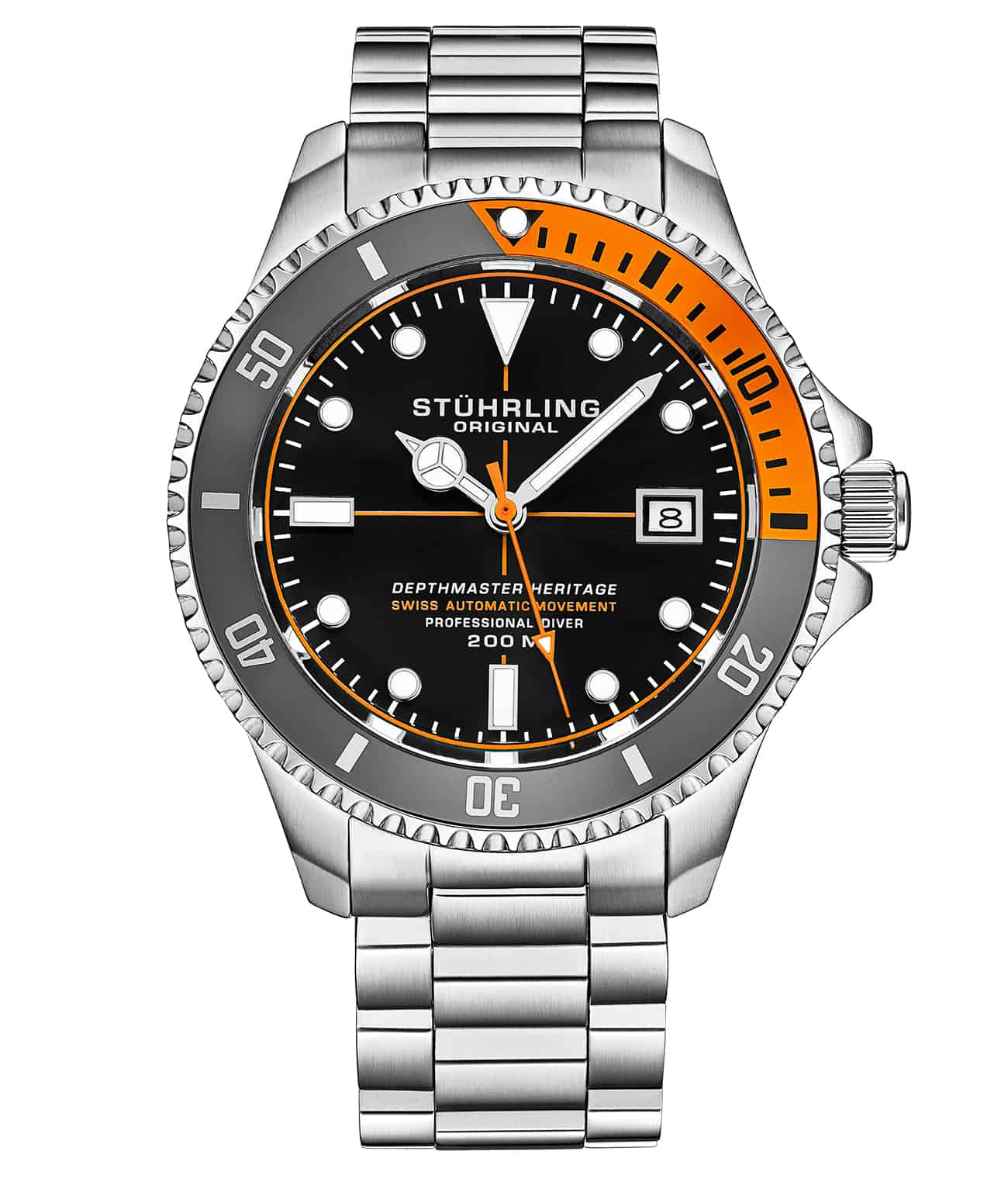 Stuhrling 883H 02 Depthmaster Automatic Diver Stainless Steel Mens