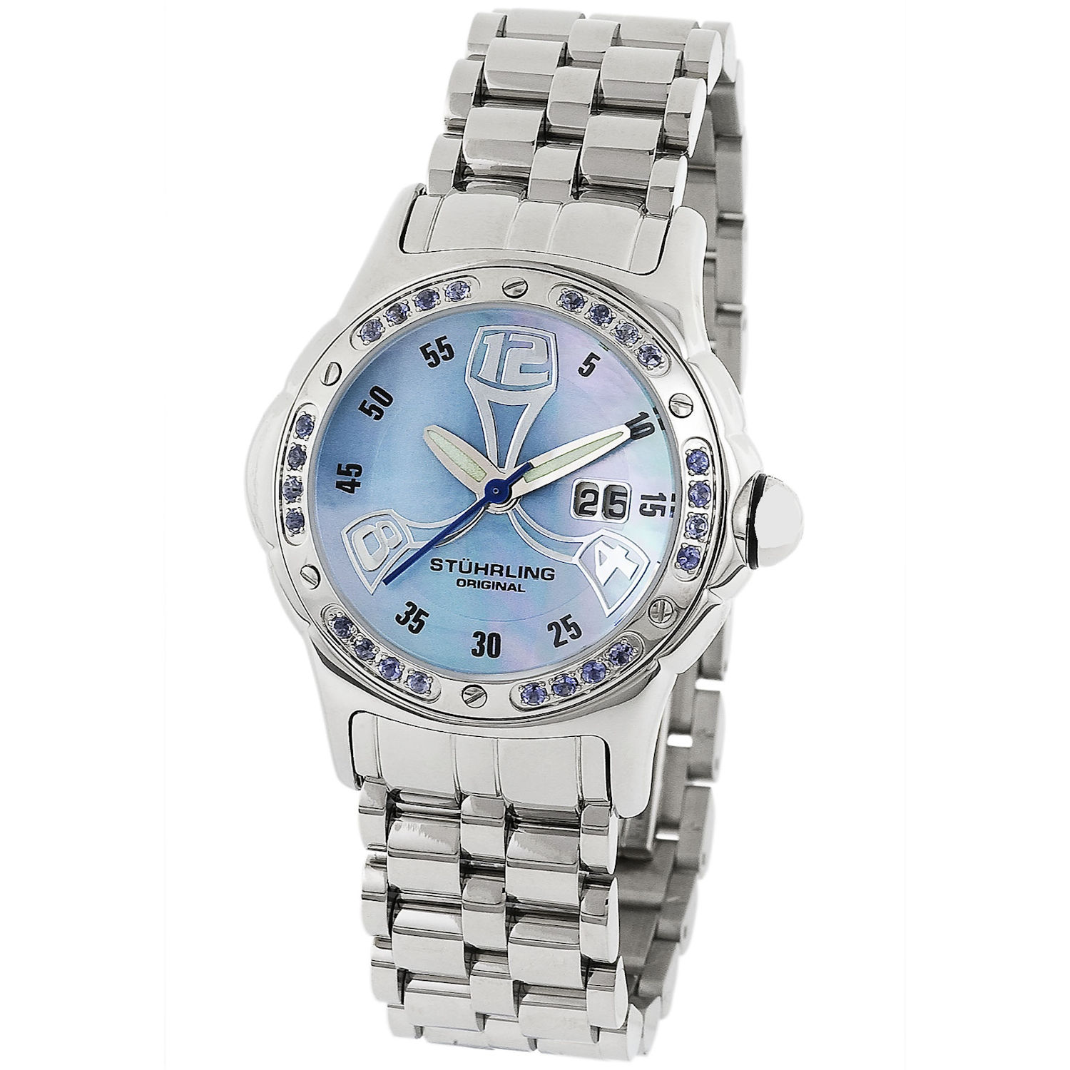 Stuhrling 5ABS 12118 Alpine La Femme Blue MOP Dial Domed Crystal